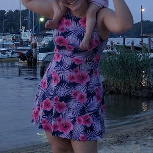 VS PINK Sleeveless tropical print cotton dress